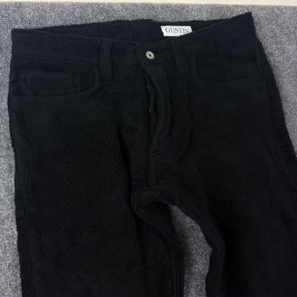 Gustin 431 Slim Fit Black Sherpa Fleece Pants Mens 33x34 Button Fly Made in USA
